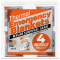 Emergency Blanket Orange Mylar Thermal Space Survival Gear &Supplies 4 (Orange / 4 Pack)