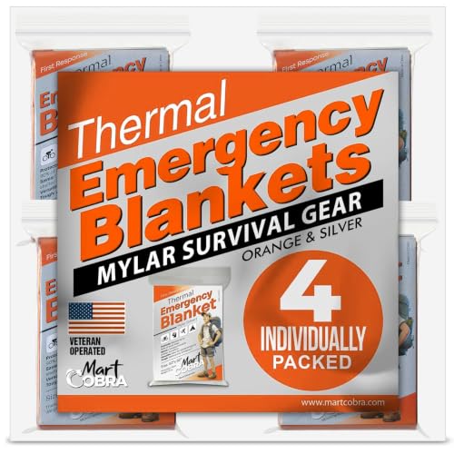 Emergency Blanket Orange Mylar Thermal Space Survival Gear &Supplies 4 (Orange / 4 Pack)