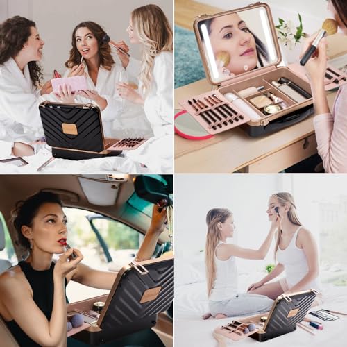 Travel Makeup Case with Mirror (Black)