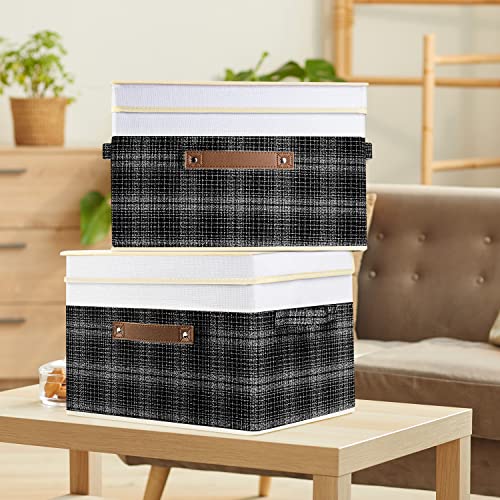 Collapsible Storage Bins with Lids (5 pack / Black & White)