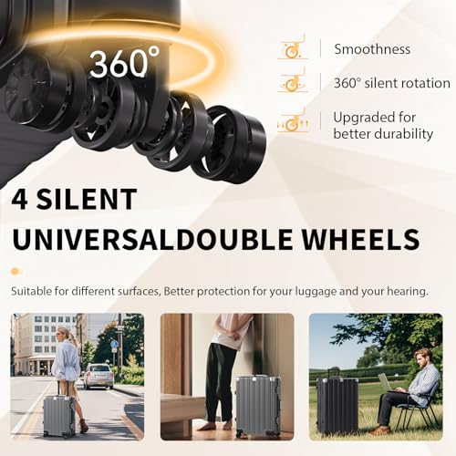 Zipperless Luggage with Spinner Wheels 100% PC Hardside 24in Suitcase (Gray / Medium (24 Inch))