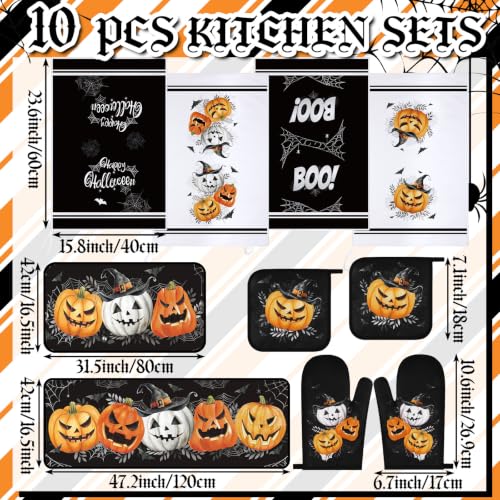 10 Pcs Halloween Kitchen Decor Accessories Set Gothic Pumpkin (Classic Color / Halloween Style)