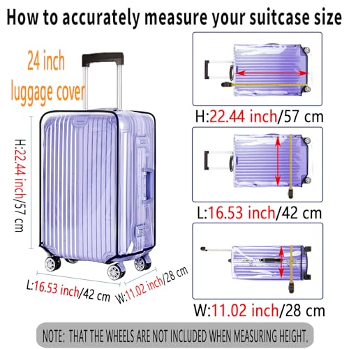 24 Inch PVC Clear Suitcase Cover (Black Trim-0.4mm / M Suitcase Cover.)