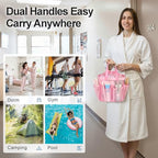Mesh Shower Caddy Portable with Drawstring (Pink with Drawstring)