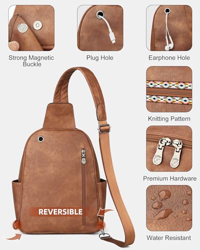 Large Sling Bag for Women (1 Brown Retro Style)