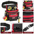 Tool Belt,14-Pockets Tool Belts for Men with Magnetic Tool Pouch (Black&red)