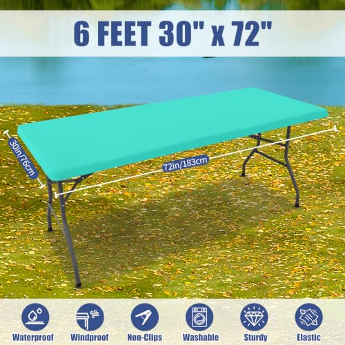 2 Pack Rectangle Spandex Fitted Table Cloth (Aqua Blue / 72" x 30" (Rectangular))