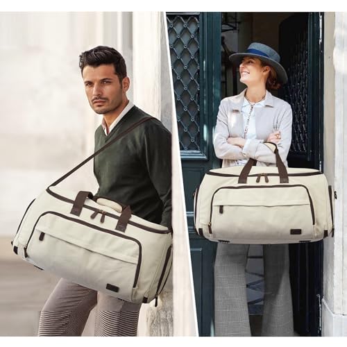 Garment Bag for Travel Convertible Duffle Bag Suit Bag for Men Women (50l / Beige)