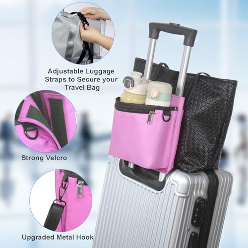 Luggage Travel Cup Holder with Luggage Straps (Pink)