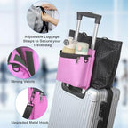 Luggage Travel Cup Holder with Luggage Straps (Pink)