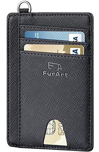 Slim Minimalist Wallet RFID Credit Card Holder for Men (small / Saffiano Black)