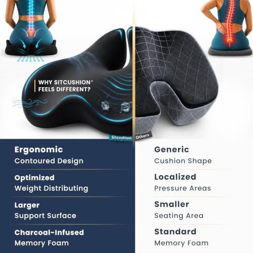 Cooling Seat Cushion for Tailbone Pain Relief (Cooling Black)