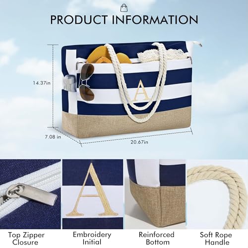 Personalized Gifts for Women Beach Bags for Women (Dark Blue)