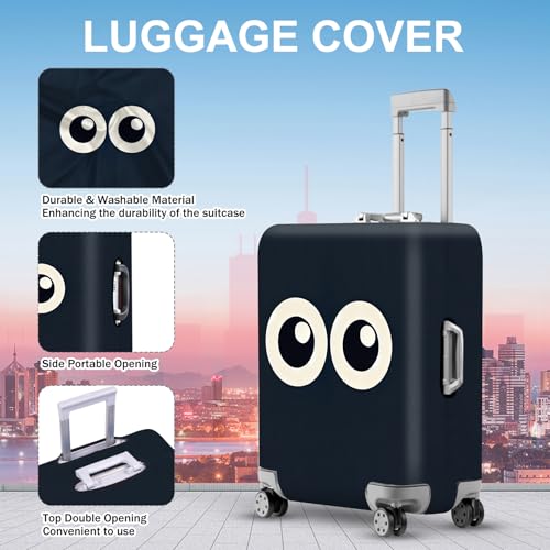 Navy Blue Cartoon Eyes Luggage Cover (#3 / S(fits 20-22inch suitcase))