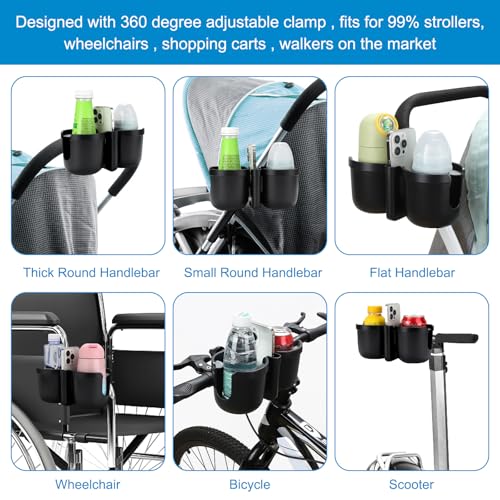 Stroller Cup Holder with Phone Holder (Double Holder-Other Shape)