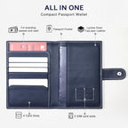 Genuine Leather Slim Passport Holder with RFID &Tracker Slot (Blue)