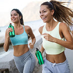 10 Pcs Aluminum Water Bottle 20 oz Reusable Bottles Lightweight Leak Proof Aluminum Sports Travel Bottles with Twist Cap Buckle for Gym (Green)