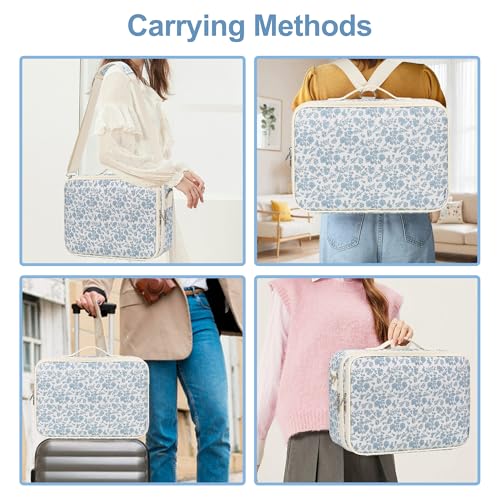 Makeup Case Large Makeup Bag Professional Train Case Travel Cosmetic Organizer Brush Holder Waterproof Makeup Artist Storage Box (Large / Floral Print)