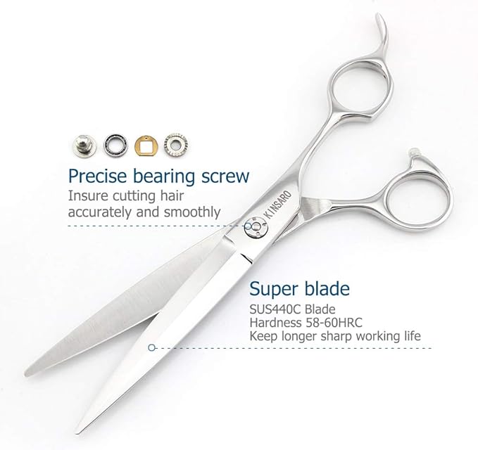 Barber Scissors 7" Professional Sliding Hair Scissors Willow Shape Sliding Hair Shears Professional Haircut Razor Edge 440c Barber Shears KINSARO for Hairdresser Barbershop or Home Use