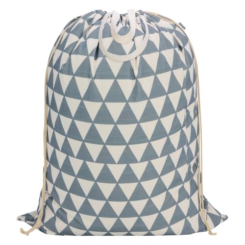 Canvas Laundry Bag with Handles & Drawstring 30"Wx35"H (Gray Triangle L+ / L+ 30"Wx 35"H┃1 Pack)