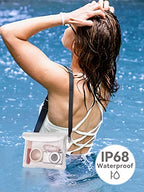 2 Pack Waterproof Fanny Pack Pouch Dry Bag for Phone Passport Purse (White & Pink)