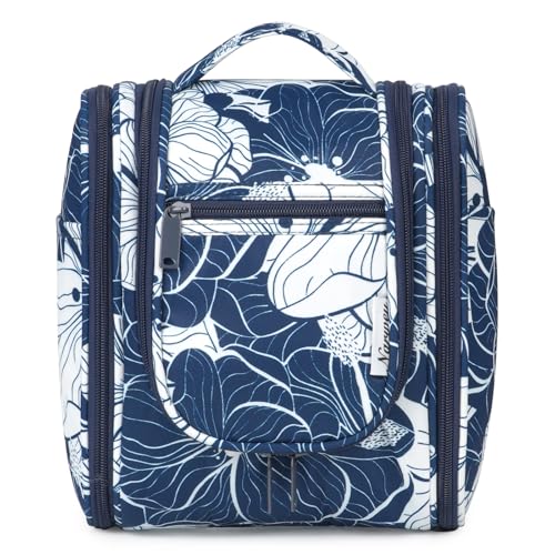 Hanging Travel Toiletry Bag for Women (B-Blue Lotus / Medium)