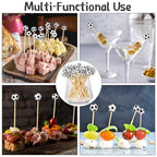 100 Pieces Soccer Decorative Sports Ball End Cocktail Skewers 4.7 Inch Bamboo Cocktail Picks Wooden Decorative Fruit Toothpicks for Appetizers Bar Drinks Fruit Sandwich Buffets Party Supplies (Soccer)