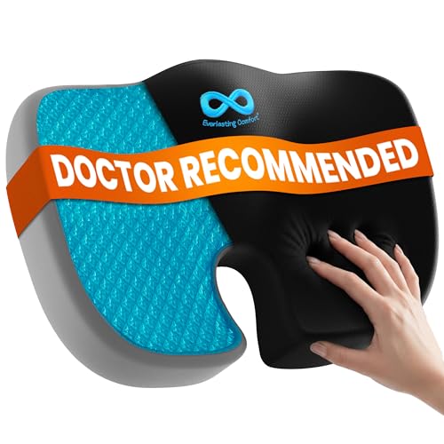 Doctor Recommended Memory Foam Seat Cushion for Office Chairs & Car (Black Cooling / Large)