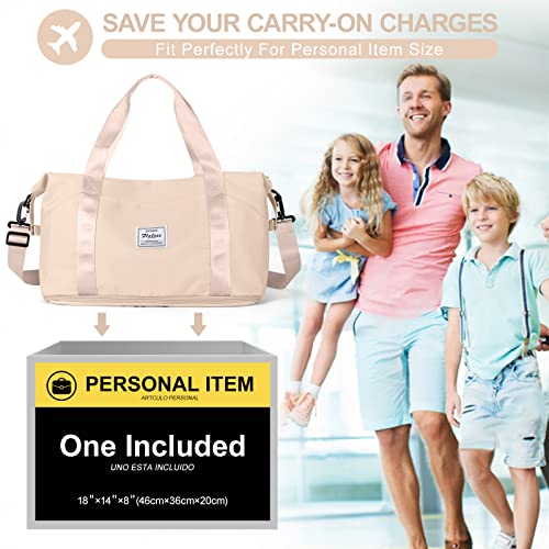 Travel Duffel Bag Carry On Overnight Weekender Bags for Women Hospital Tote (A117-beige-expandable / X-large)
