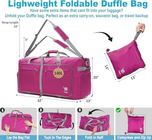 Extra Large Duffle Bag for Travel Women & Men. Durable (140L / Pink)