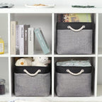 Storage Basket for Organizing (Black&Grey / 3PCS/Large Cube - 16L×12W×12H)