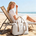 Large Travel Duffle Bag Expandable Carry On Weekender for Women 18x14x8 (A47-BeigeBrown / X-large)