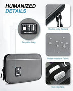 Large Electronics Organizer Travel Case for Tech Accessories (Grey)