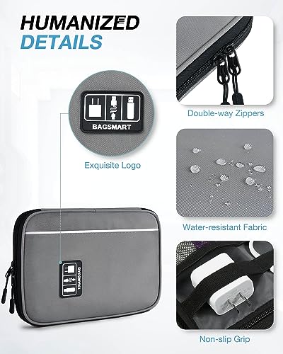 Large Electronics Organizer Travel Case for Tech Accessories (Grey)