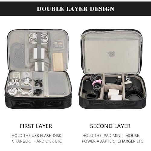 Electronics Accessories Organizer Bag (Classic-two Layers-black)