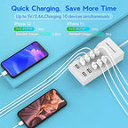 10 Port USB Wall Charger Station with Rapid Charging Auto Detect Technology Safety Guaranteed Family