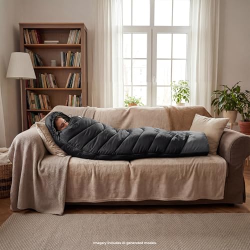 Cold Weather Sleeping Bags for Adults (Black-5.3lb)