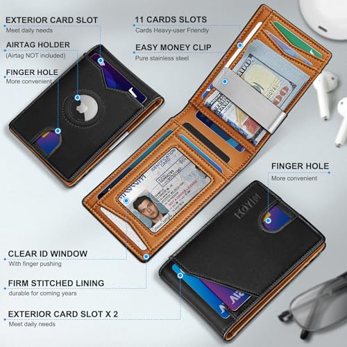 Airtag Wallet for Men (Leather Black006)