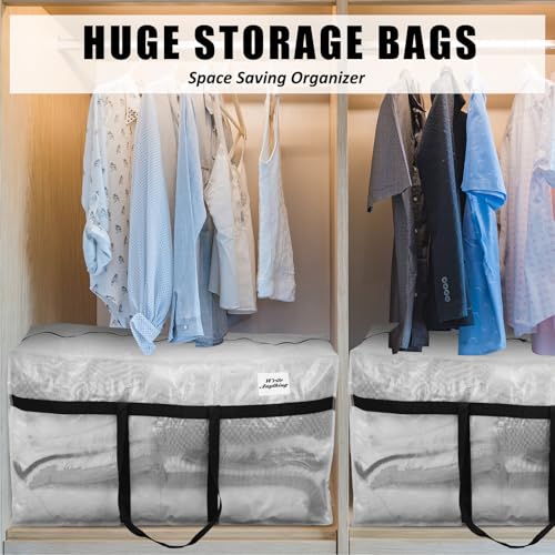 4 Pcs 96 Gallon Extra Large Moving Bags Heavy Duty Storage Bag (96 Gallon / Clear)