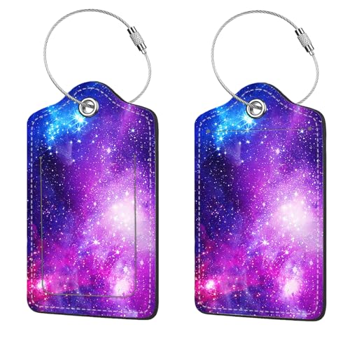2 Pcs Luggage Tags for Suitcase (Purple Star River)