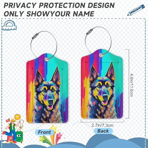 2 Pack Luggage Tag for Suitcase (Art German Shepherd Dog)