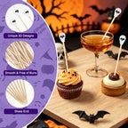 100 Pcs Halloween Toothpicks Skull Head Cocktail Picks Bamboo Skewer (Skull Head)
