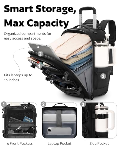 Rolling Tactical Laptop Backpack (Black)