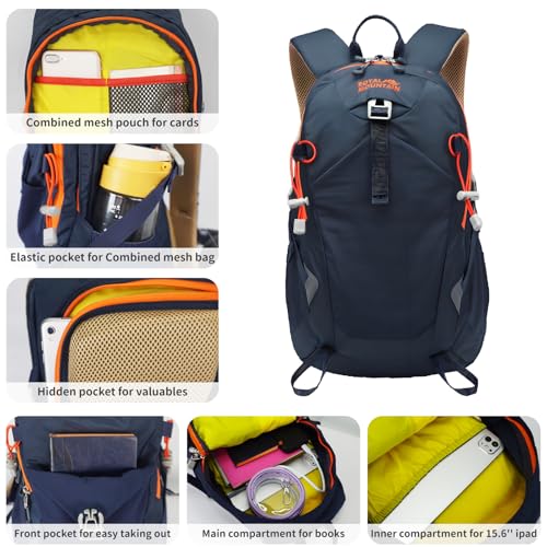 Hiking Backpack 30L Foldable Travel Daypack For Women Men (Navy Blue / 30L)