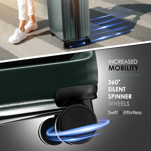 Hard Shell Luggage Sets with Spinner Wheels 4 Piece (4 Piece Set (20/24/28) / Green)