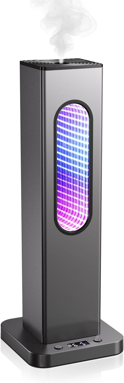 Waterless Scent Diffuser - Suitable for Home/Hotel/Shopping Mall/Yoga Air Diffuser,200㎡ Coverage,3 Gears Mist Adjustment, App Control, Multi-Color Neon Light,Without Essential Oil(Color:Dark Grey)