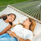 Heavy Duty Hammock with Spreader Bars and Detachable Pillow (2 Person Without Stand / Cream)