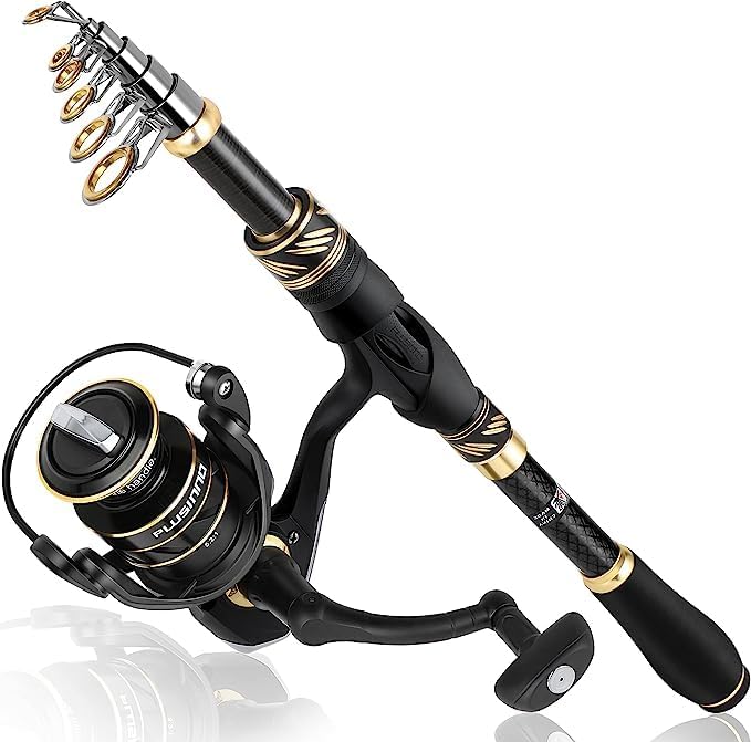 PLUSINNO Fishing Pole, Fishing Rod and Reel Combo, Telescopic Fishing Rod Kit by PLUSINNO