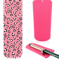 2 Pcs Heat Resistant Curling Iron Flat Iron Travel Case (Leopard)