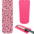 2 Pcs Heat Resistant Curling Iron Flat Iron Travel Case (Leopard)